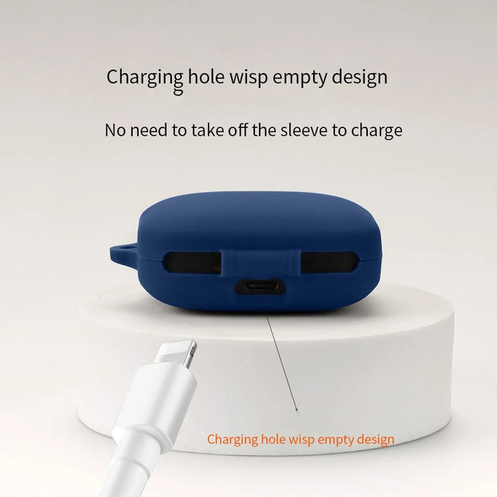 For OnePlus Buds Pro 2 Soft Silicone Bluetooth-compatible Earphones Case with Anti-lost Buckle - Dark Blue - 5