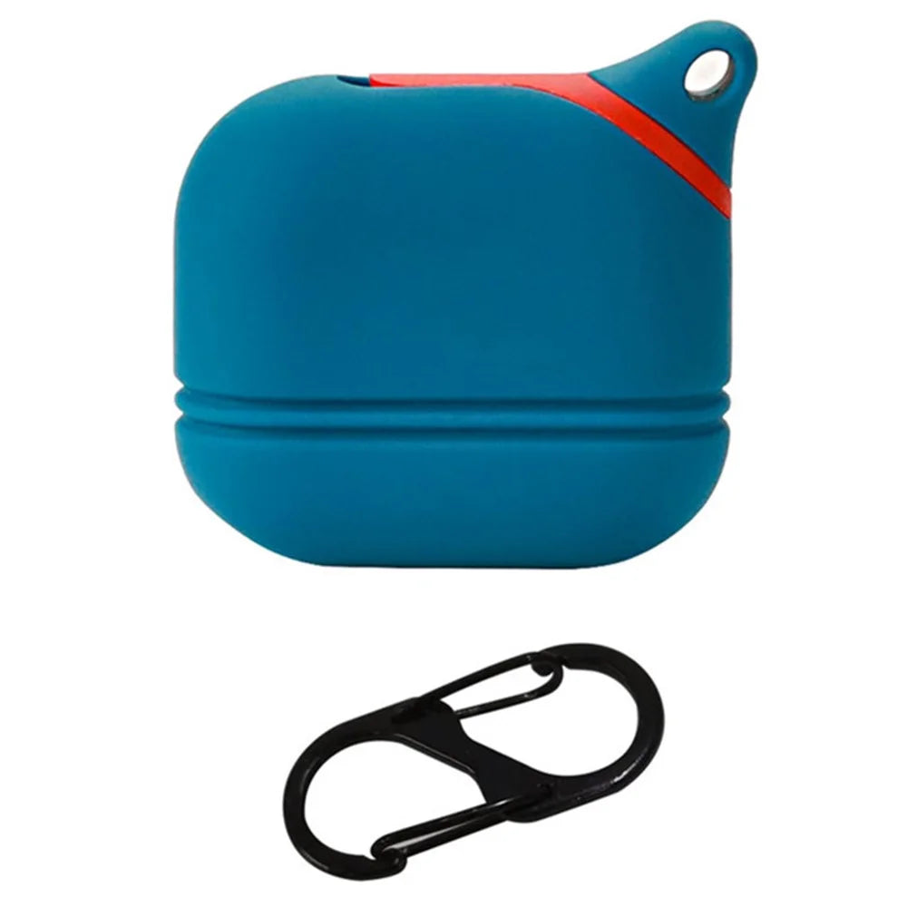 For Apple AirPods 3 Soft Silicone Protective Case Wireless Earphones Portable Cover with Carabiner - Blue - 1