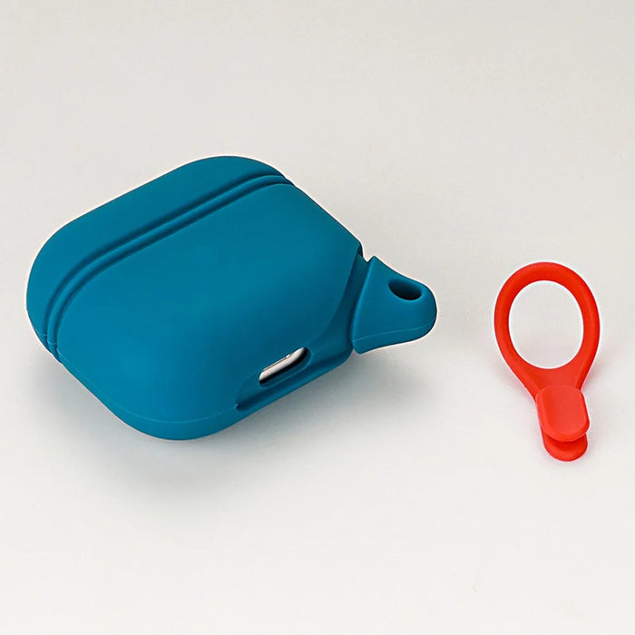 For Apple AirPods 3 Soft Silicone Protective Case Wireless Earphones Portable Cover with Carabiner - Blue - 4