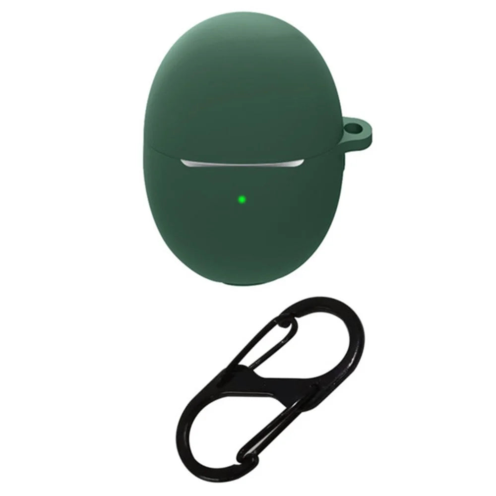 For Huawei FreeBuds 5 Bluetooth-compatible Earphone Charging Bin Sleeve Cover Silicone Case with Buckle - Blackish Green - 1