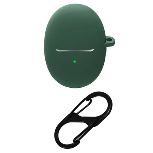 For Huawei FreeBuds 5 Bluetooth-compatible Earphone Charging Bin Sleeve Cover Silicone Case with Buckle - Blackish Green - 1