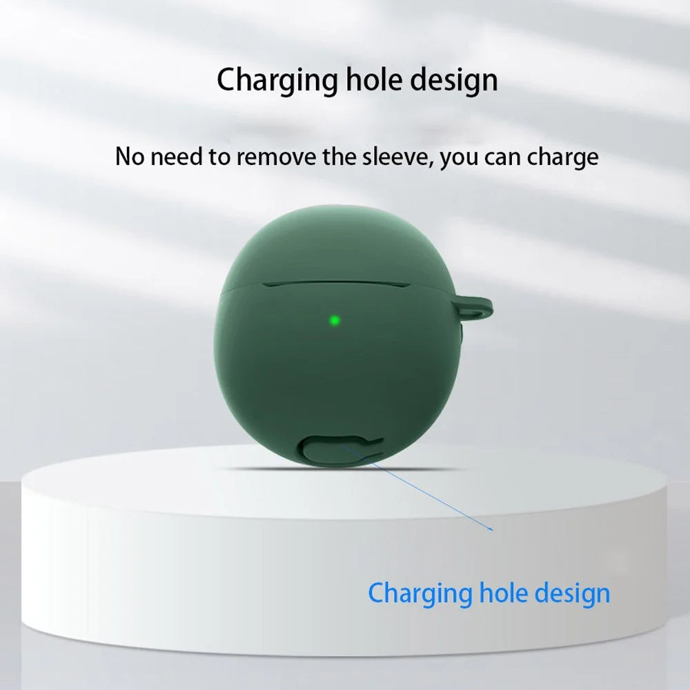 For Huawei FreeBuds 5 Bluetooth-compatible Earphone Charging Bin Sleeve Cover Silicone Case with Buckle - Blackish Green - 5