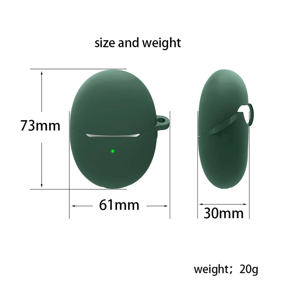 For Huawei FreeBuds 5 Bluetooth-compatible Earphone Charging Bin Sleeve Cover Silicone Case with Buckle - Blackish Green - 6