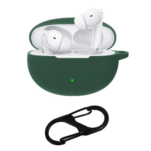 Silicone Case for Oppo Enco Free 3 Bluetooth-compatible Earphone Charging Case Sleeve Cover with Buckle - Blackish Green - 1