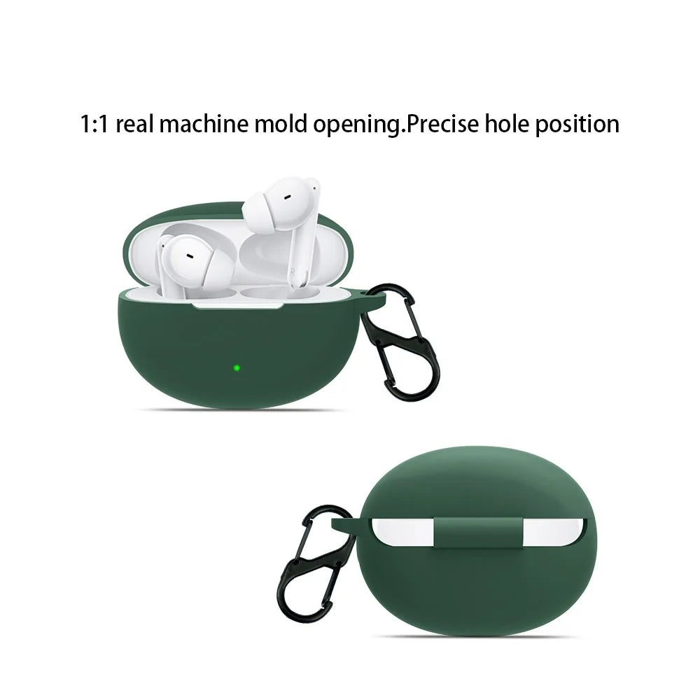 Silicone Case for Oppo Enco Free 3 Bluetooth-compatible Earphone Charging Case Sleeve Cover with Buckle - Blackish Green - 2