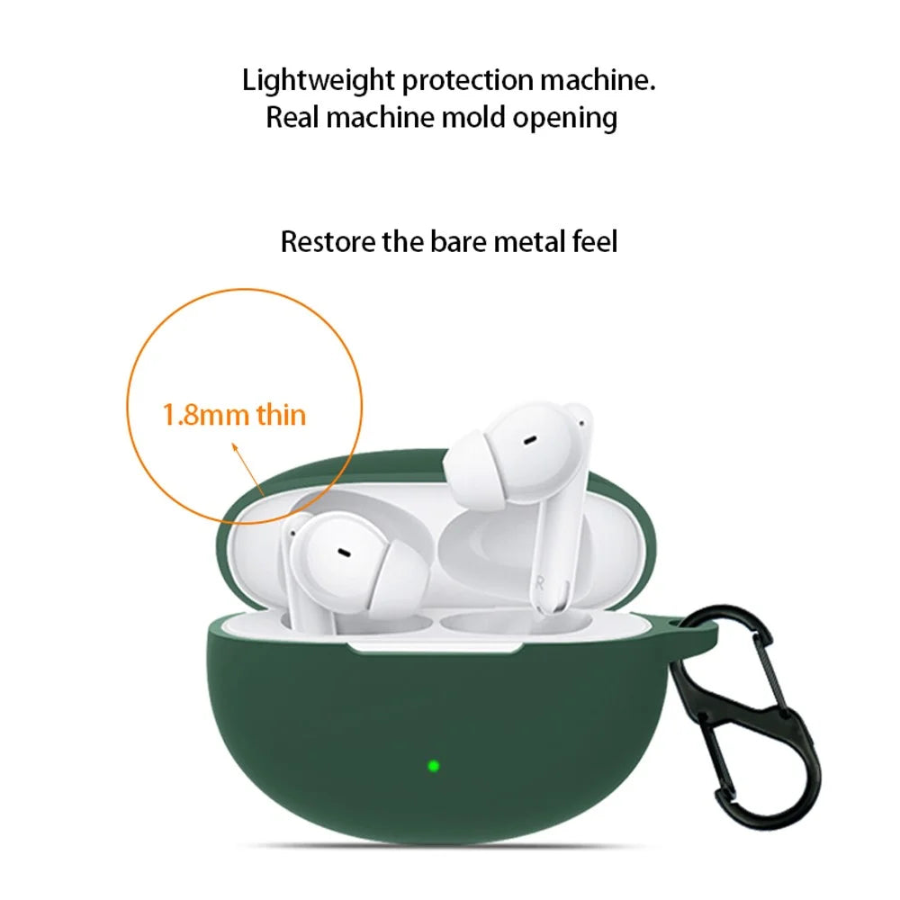 Silicone Case for Oppo Enco Free 3 Bluetooth-compatible Earphone Charging Case Sleeve Cover with Buckle - Blackish Green - 3