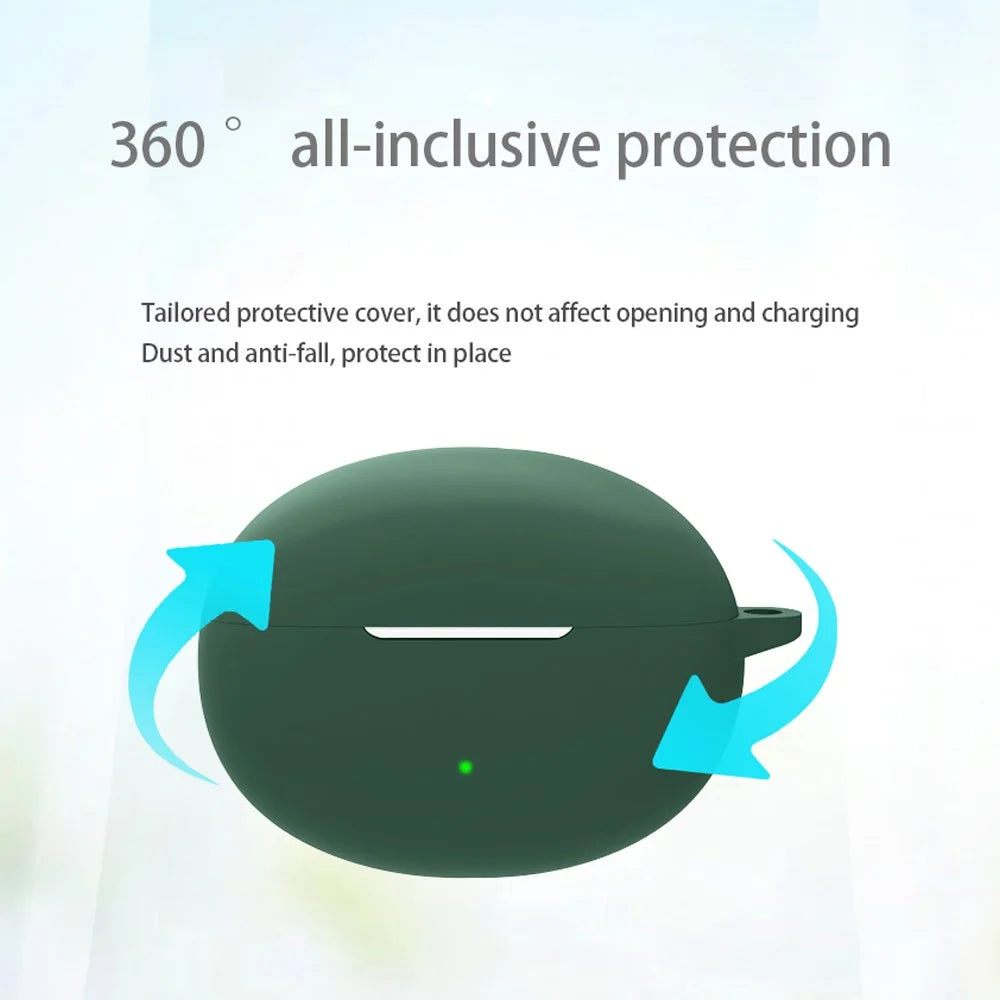 Silicone Case for Oppo Enco Free 3 Bluetooth-compatible Earphone Charging Case Sleeve Cover with Buckle - Blackish Green - 4