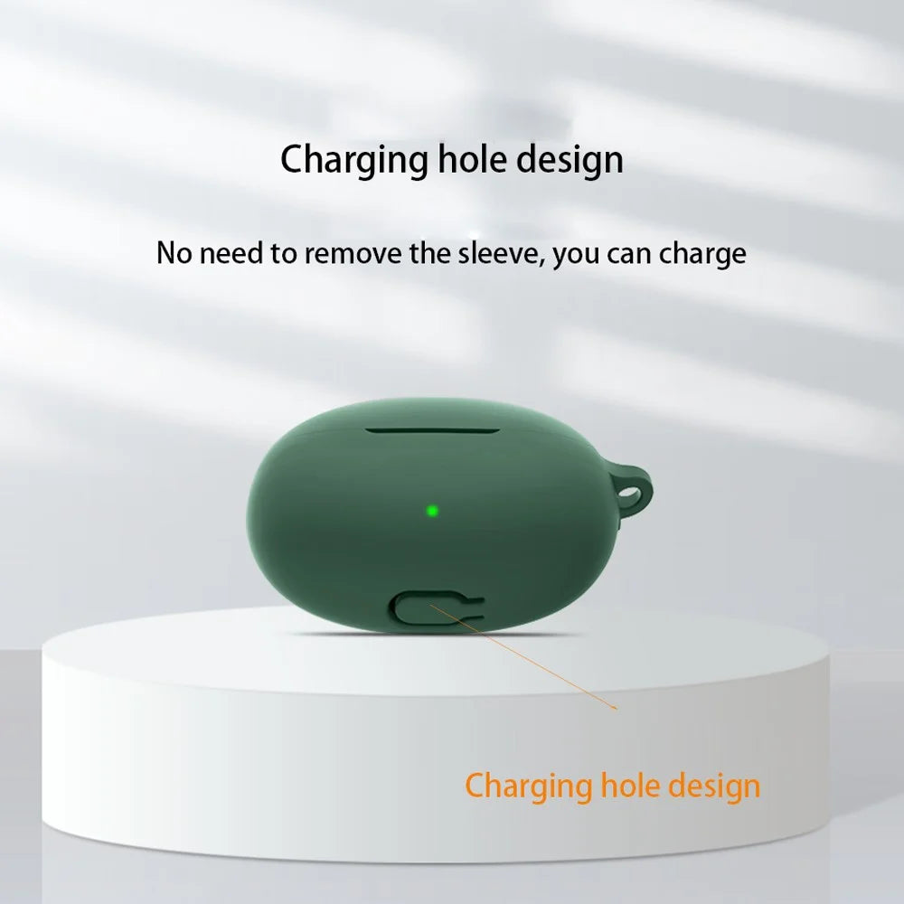 Silicone Case for Oppo Enco Free 3 Bluetooth-compatible Earphone Charging Case Sleeve Cover with Buckle - Blackish Green - 5