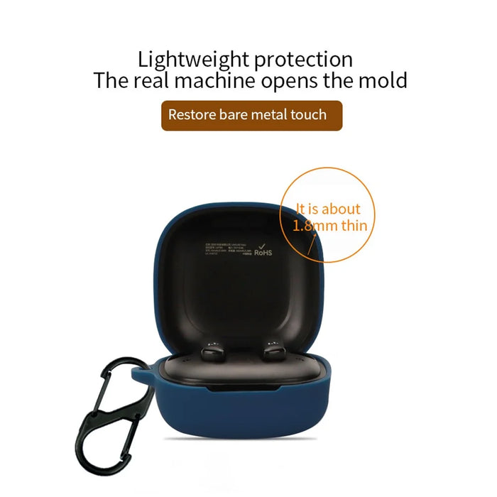 Protective Sleeve for Linklike Halo Bluetooth-compatible Earphone Charging Case Cover Silicone Case with Buckle - Dark Blue - 2
