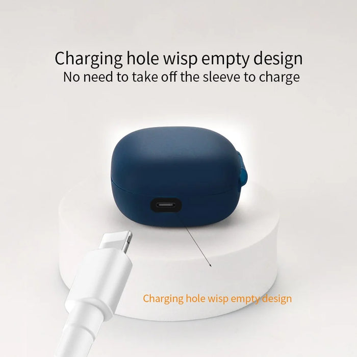 Protective Sleeve for Linklike Halo Bluetooth-compatible Earphone Charging Case Cover Silicone Case with Buckle - Dark Blue - 3