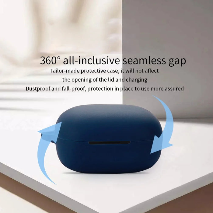 Protective Sleeve for Linklike Halo Bluetooth-compatible Earphone Charging Case Cover Silicone Case with Buckle - Dark Blue - 4