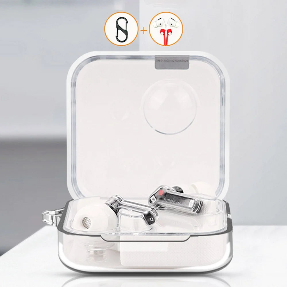 For Nothing Ear (2) Silicone Cover Wireless Bluetooth-compatible Earphone Dust-proof Case with Anti-lost Buckle - Transparent - 4
