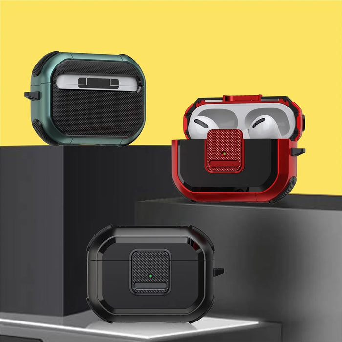 Shockproof Case for Apple AirPods Pro Case Cover with Lock, Carabiner TWS Headset TPU PC Shell - Black - 7