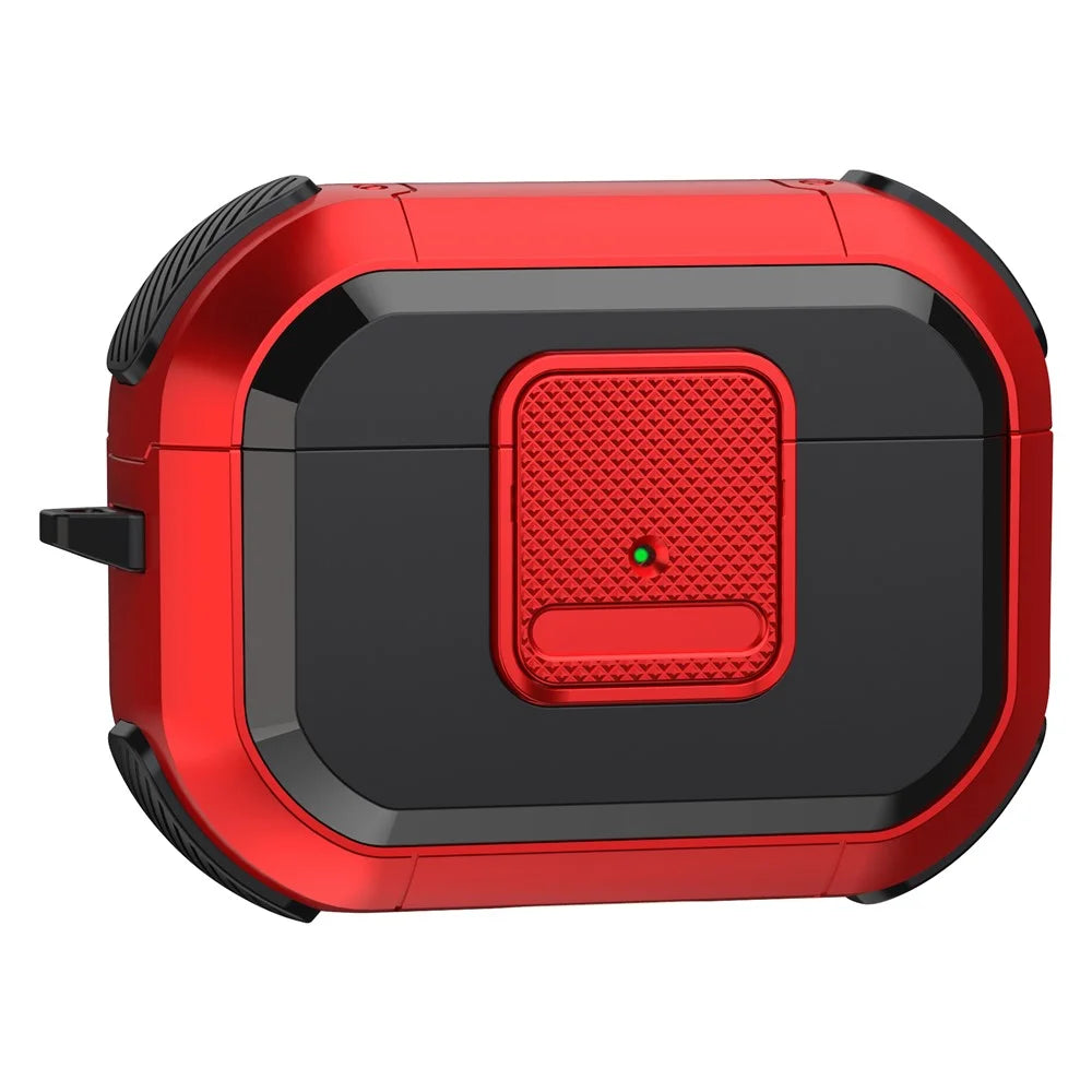 TPU PC Cover for AirPods Pro 2 Case Bluetooth-compatible Headset Protective Case with Lock, Carabiner - Red - 1