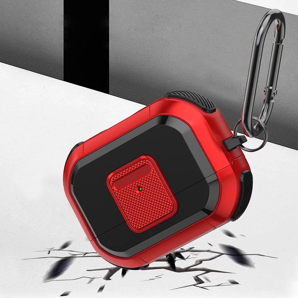 TPU PC Cover for AirPods Pro 2 Case Bluetooth-compatible Headset Protective Case with Lock, Carabiner - Red - 4