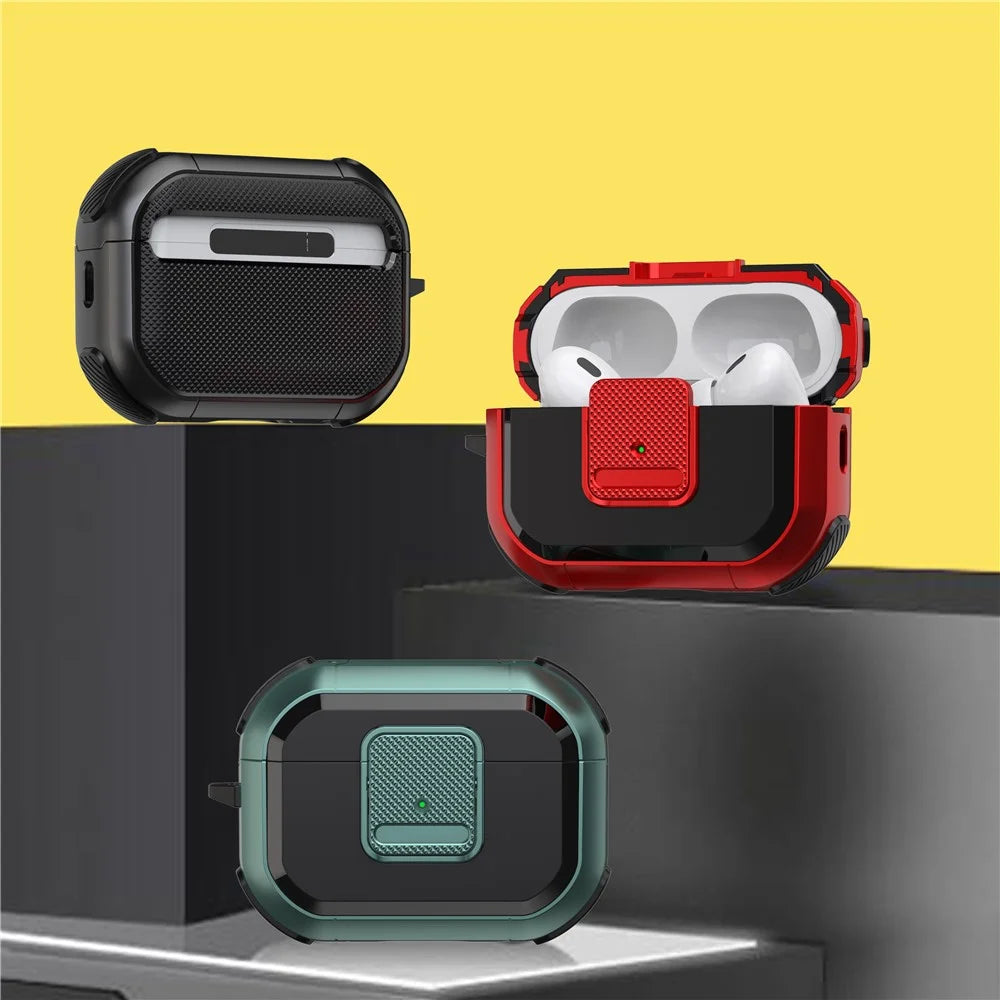 TPU PC Cover for AirPods Pro 2 Case Bluetooth-compatible Headset Protective Case with Lock, Carabiner - Red - 6