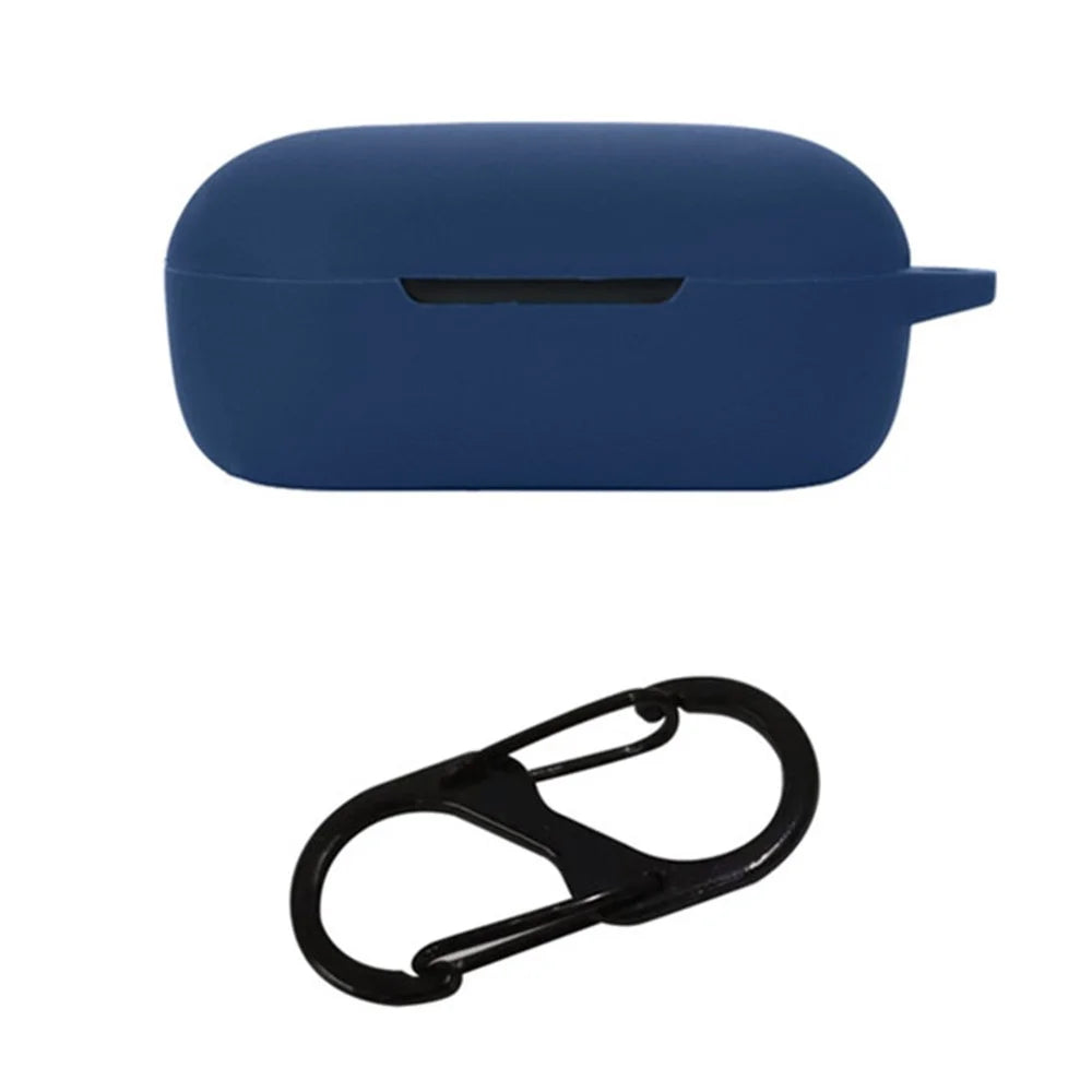 For BOAT Airdopes 441 Protective Sleeve with Buckle Bluetooth-compatible Earphone Charging Case Silicone Cover - Dark Blue - 1
