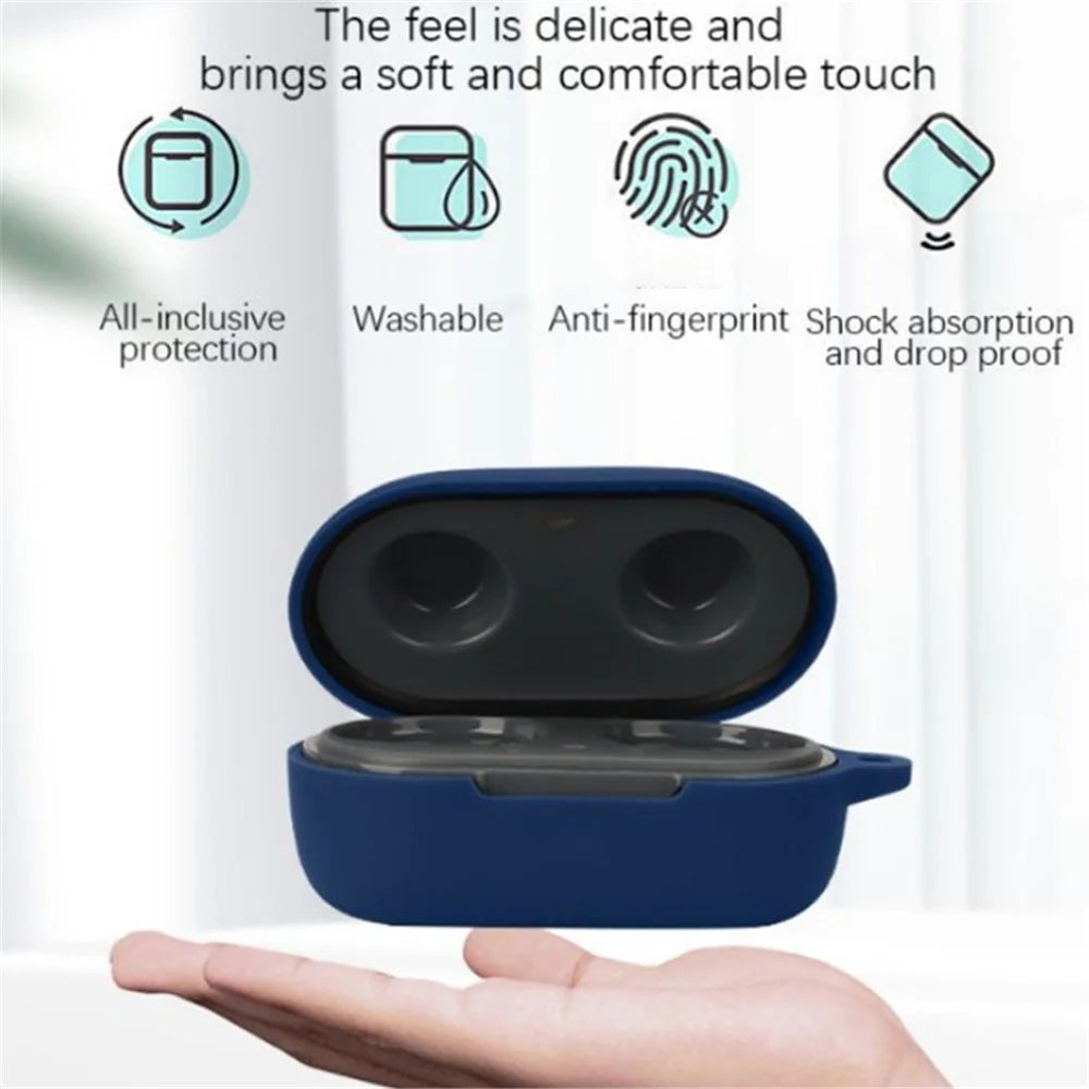 For BOAT Airdopes 441 Protective Sleeve with Buckle Bluetooth-compatible Earphone Charging Case Silicone Cover - Dark Blue - 3