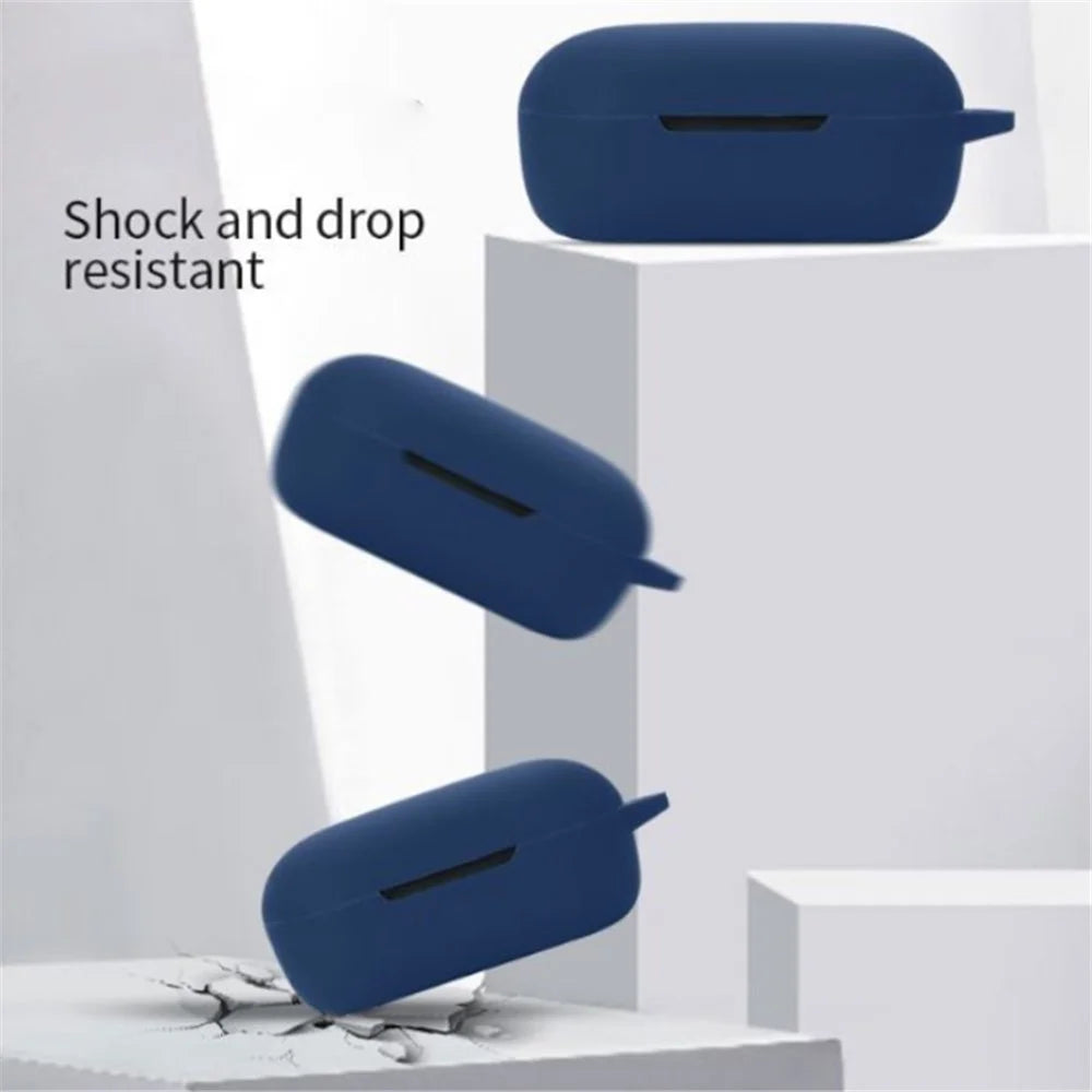 For BOAT Airdopes 441 Protective Sleeve with Buckle Bluetooth-compatible Earphone Charging Case Silicone Cover - Dark Blue - 4