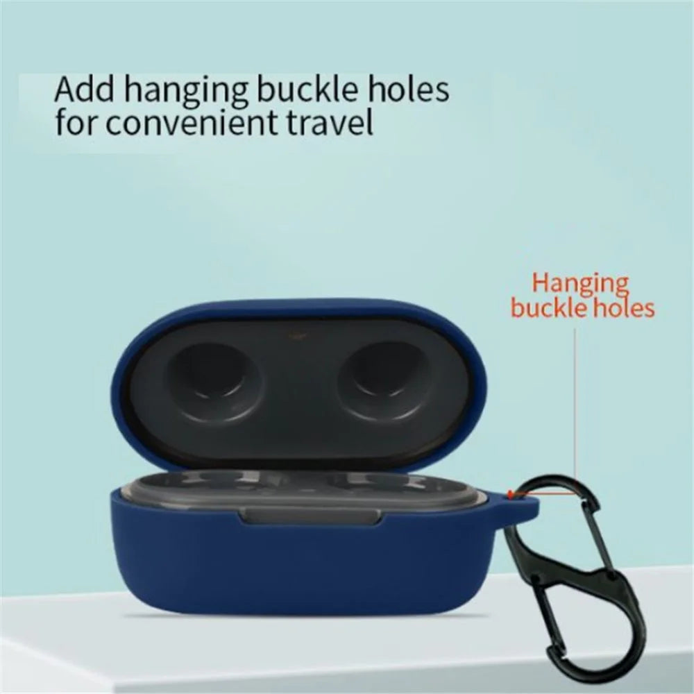 For BOAT Airdopes 441 Protective Sleeve with Buckle Bluetooth-compatible Earphone Charging Case Silicone Cover - Dark Blue - 5