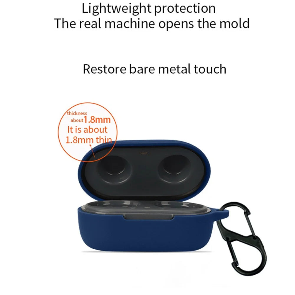 For BOAT Airdopes 441 Protective Sleeve with Buckle Bluetooth-compatible Earphone Charging Case Silicone Cover - Dark Blue - 6