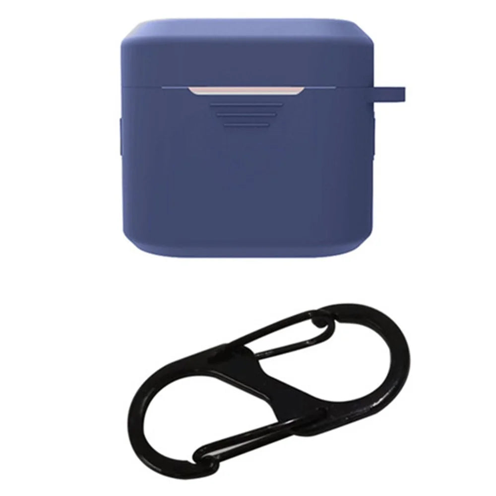 Silicone Scratch-proof Cover for BOAT Airdopes 402 Bluetooth-compatible Earphone Protective Sleeve with Buckle - Dark Blue - 1