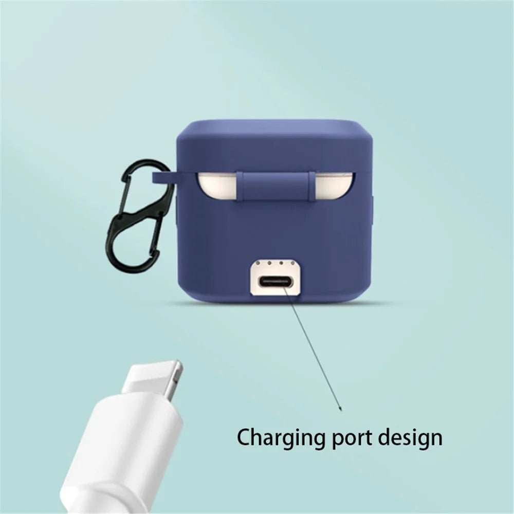 Silicone Scratch-proof Cover for BOAT Airdopes 402 Bluetooth-compatible Earphone Protective Sleeve with Buckle - Dark Blue - 3