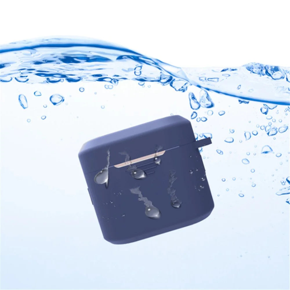 Silicone Scratch-proof Cover for BOAT Airdopes 402 Bluetooth-compatible Earphone Protective Sleeve with Buckle - Dark Blue - 5