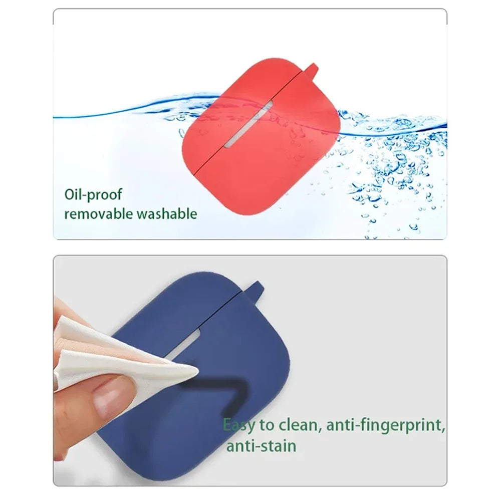 Anti-dust Silicone Cover for BOAT Airdopes 161 Bluetooth-compatible Earphone Protective Sleeve with Carabiner - Dark Blue - 5