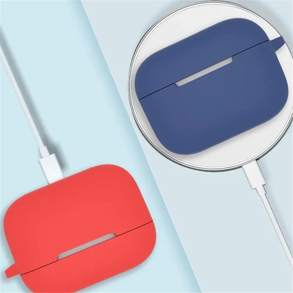 Anti-dust Silicone Cover for BOAT Airdopes 161 Bluetooth-compatible Earphone Protective Sleeve with Carabiner - Dark Blue - 6