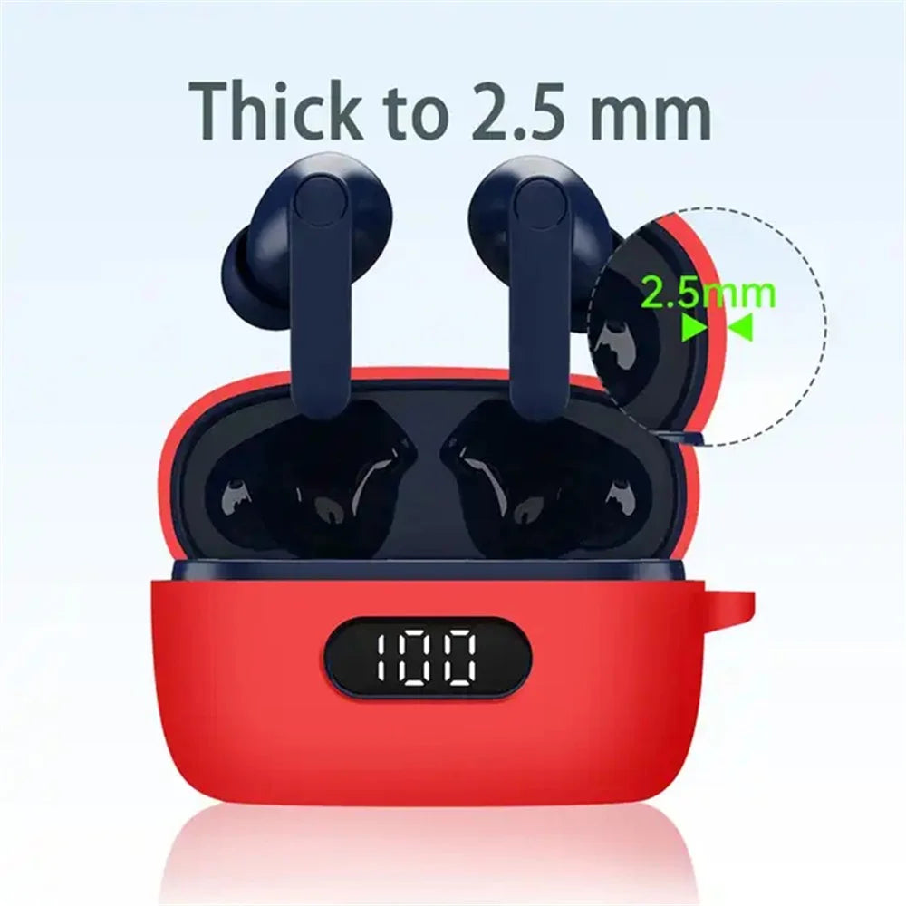Drop-proof Silicone Cover for BOAT Airdopes 121 Pro Bluetooth-compatible Earphone Protective Sleeve with Carabiner - Red - 2