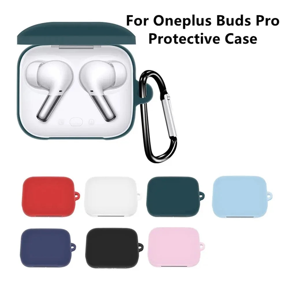 For OnePlus Buds Pro Silicone Cover Anti-lost Rope Hanging Buckle Ear Hook Brush Storage Bag 6-in-1 Accessories Kit - Red - 7