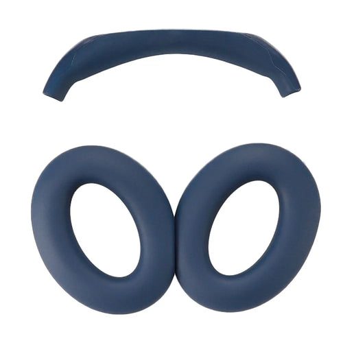For Bose QC45 / QC35 / QC25 / QC15 / AE2 1 Pair Silicone Headphone Earpads Caps+1 Head Beam Cover - Dark Blue - 1
