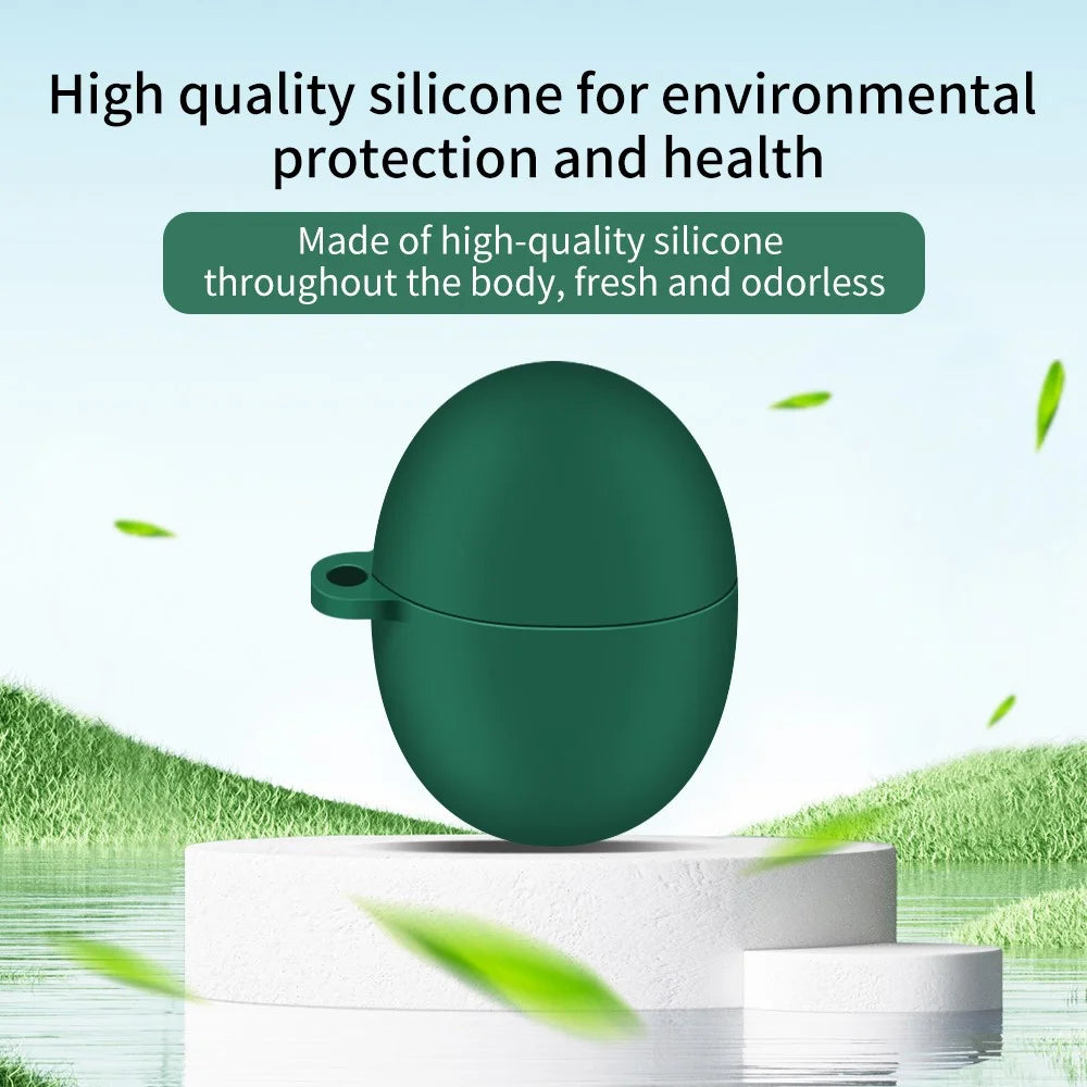Silicone Case for Huawei FreeBuds 5 Protective Cover Anti-Fall Bluetooth-compatible Headset Protector with Hook - Blackish Green - 3