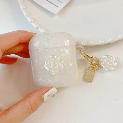 For Apple AirPods with Charging Case (2016)  /  (2019)  /  AirPods with Wireless Charging Case (2019) TPU Cover with Camellia Decor - 1