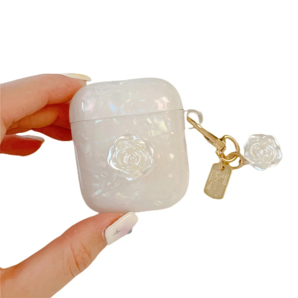 For Apple AirPods with Charging Case (2016)  /  (2019)  /  AirPods with Wireless Charging Case (2019) TPU Cover with Camellia Decor - 2