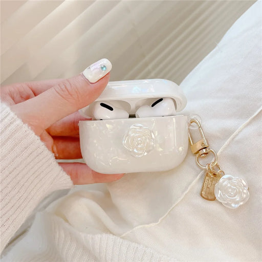 For Apple AirPods Pro TPU Case Shell Grain Camellia Pattern Shockproof Case with Camellia Decor - 1