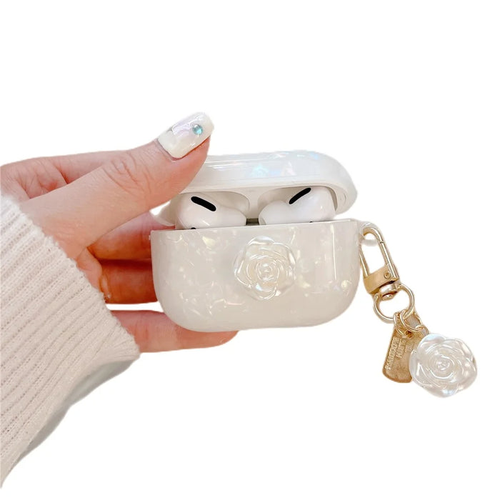 For Apple AirPods Pro TPU Case Shell Grain Camellia Pattern Shockproof Case with Camellia Decor - 2