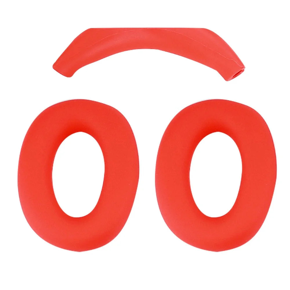 1 Pair Silicone Earpad Case with 1 Head Beam Cover for Sony WH-CH720N Headphone - Red - 1