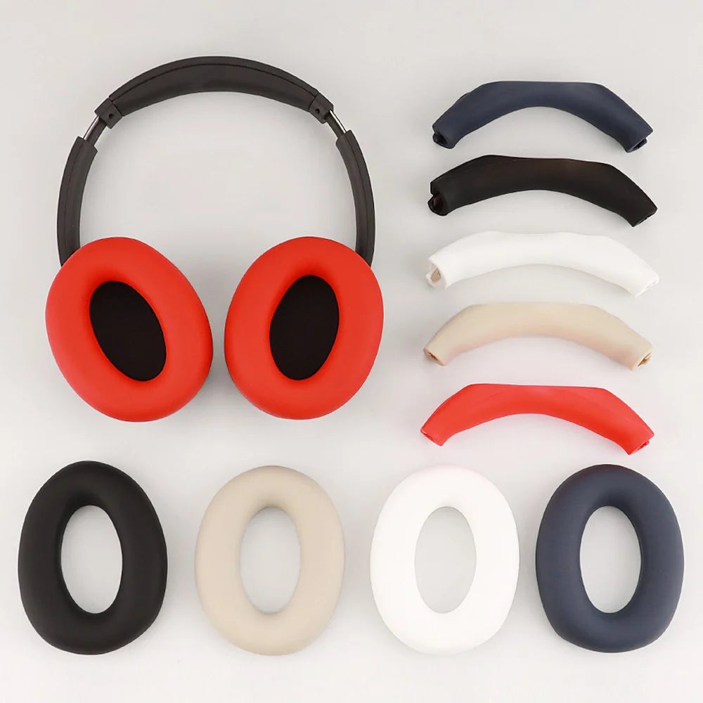 1 Pair Silicone Earpad Case with 1 Head Beam Cover for Sony WH-CH720N Headphone - Red - 5