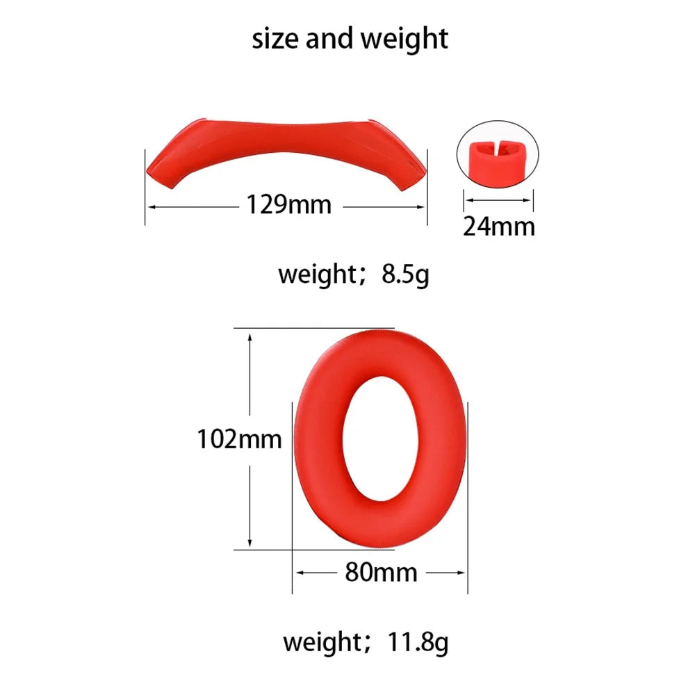 1 Pair Silicone Earpad Case with 1 Head Beam Cover for Sony WH-CH720N Headphone - Red - 6
