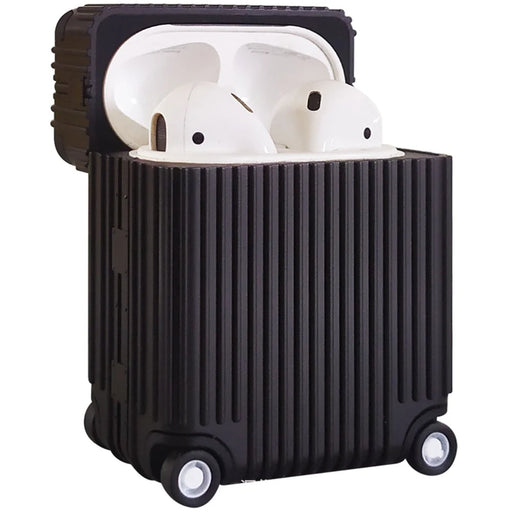 For Apple AirPods Pro / Pro 2 Charging Case Cover Wheel Luggage Design Silicone Case Bluetooth-compatible Headset Protector - Black - 1
