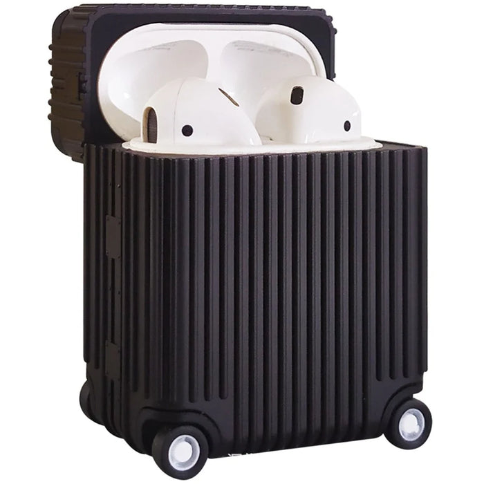 For Apple AirPods Pro / Pro 2 Charging Case Cover Wheel Luggage Design Silicone Case Bluetooth-compatible Headset Protector - Black - 1
