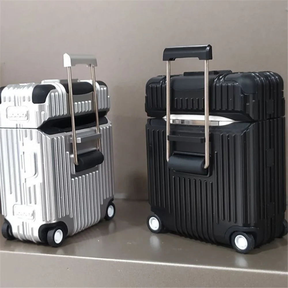 For Apple AirPods Pro / Pro 2 Charging Case Cover Wheel Luggage Design Silicone Case Bluetooth-compatible Headset Protector - Black - 4