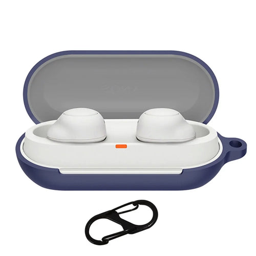 For Sony WF-C700N Silicone Cover Bluetooth-compatible Earphone Protective Case with Anti-lost Buckle - Dark Blue - 1