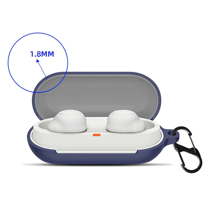 For Sony WF-C700N Silicone Cover Bluetooth-compatible Earphone Protective Case with Anti-lost Buckle - Dark Blue - 3