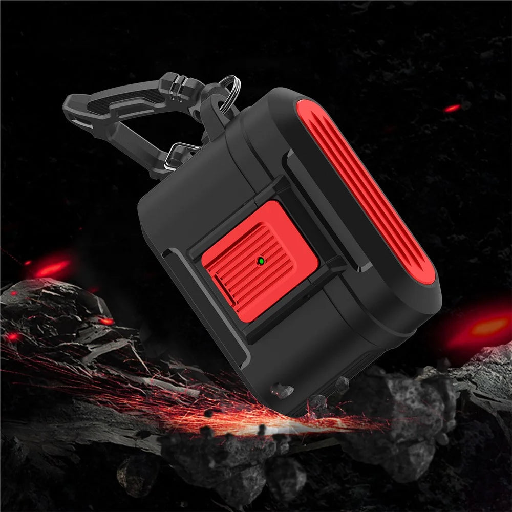 For Apple AirPods Pro Luggage Case Design Protective Case Pressing Buckle TPU+PC Anti-drop Cover - Black / Red - 7