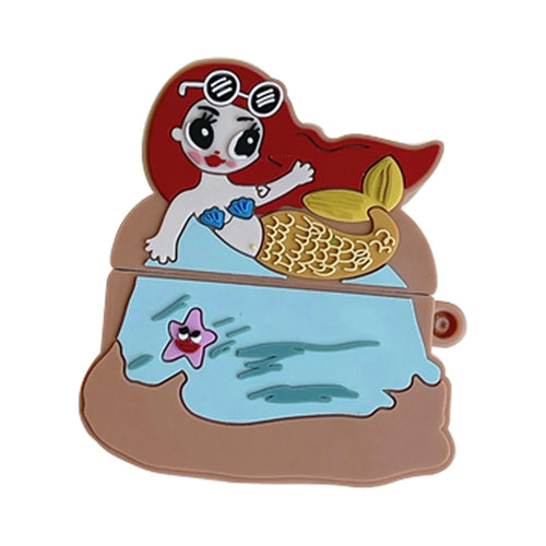 Mermaid Design Silicone Case for Apple AirPods 3 , Bluetooth-compatible Earphone Anti-drop Cover with Carabiner - 1