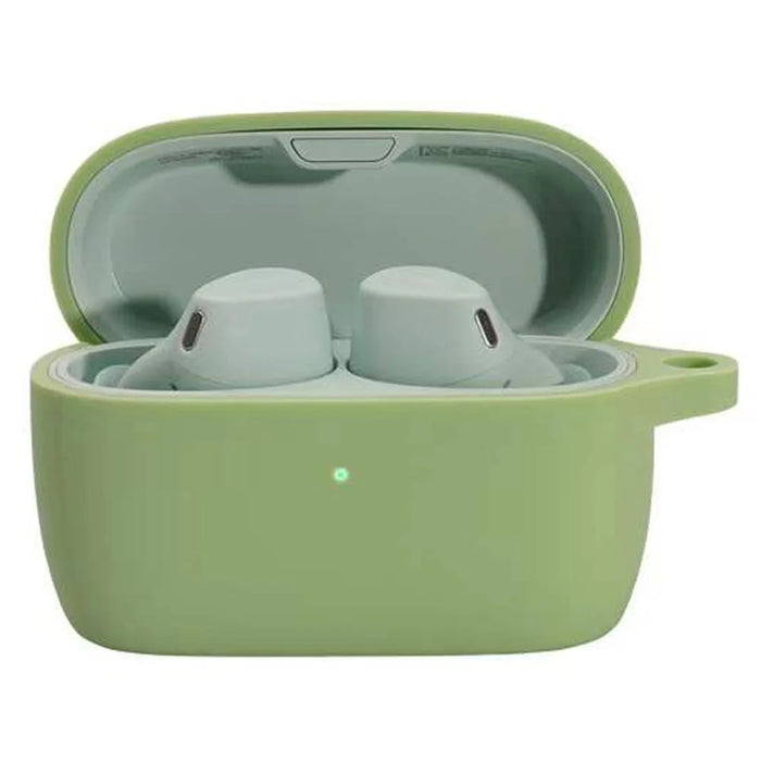 For Jabra Elite 4 Active Wireless Earphone Protective Case Cover Washable Silicone Sleeve with Hanging Buckle - Matcha Green - 1