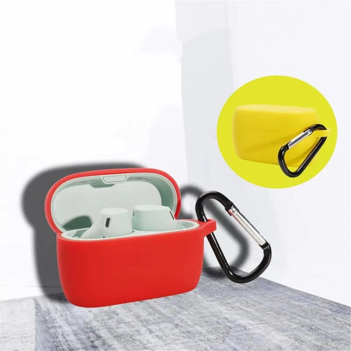 For Jabra Elite 4 Active Wireless Earphone Protective Case Cover Washable Silicone Sleeve with Hanging Buckle - Matcha Green - 3